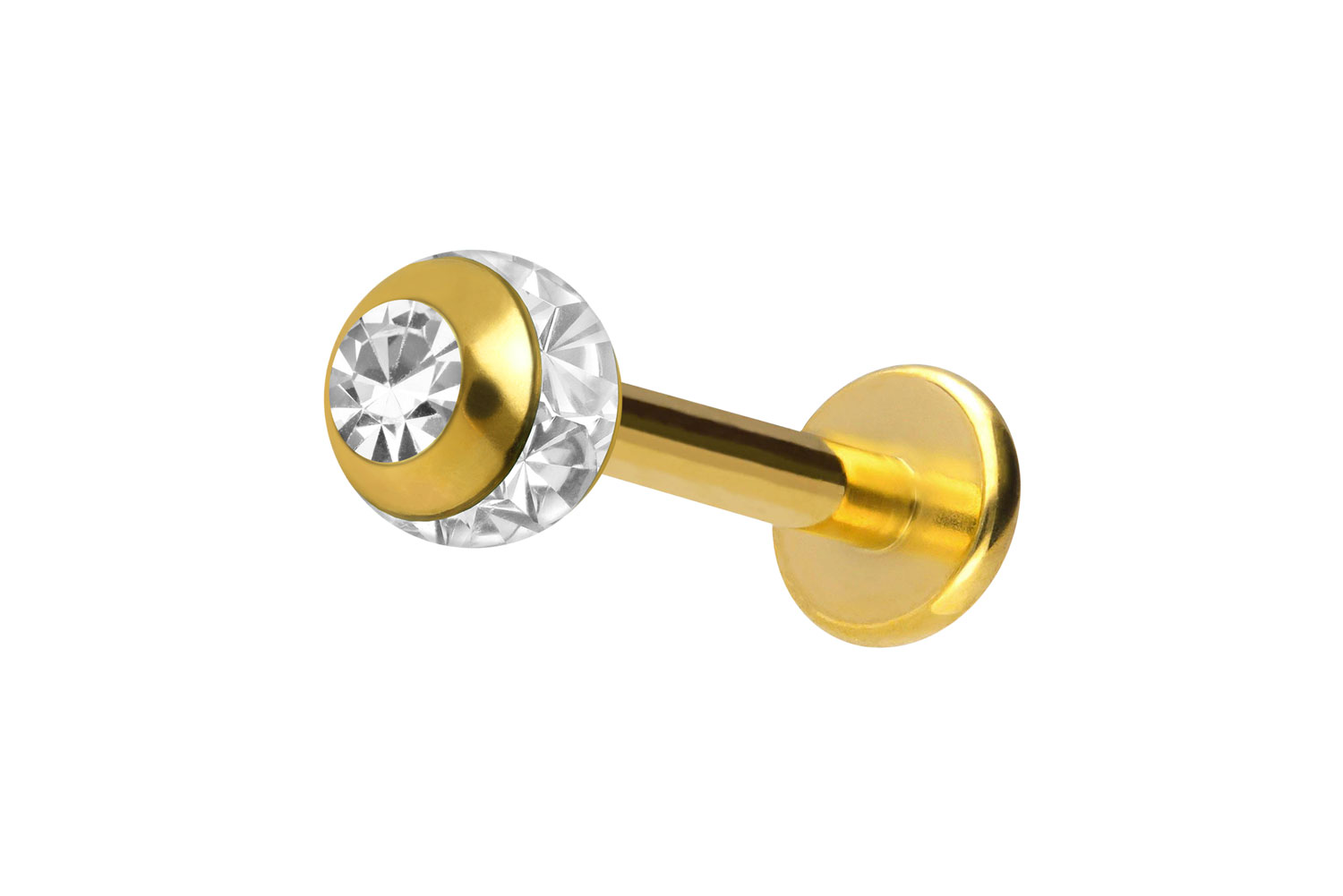 Chirurgenstahl Labret Piercing EPOXY-RING-KUGEL + KRISTALL